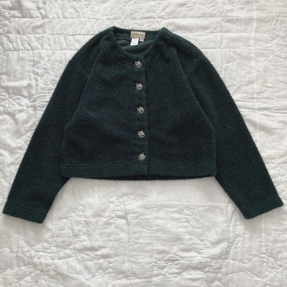 Vintage 90s Green Sherpa Coldwater Creek Statement Jacket Womens Small